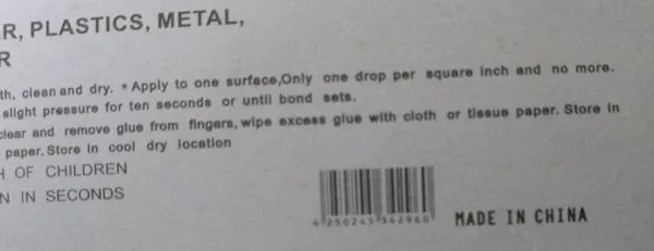 Colla «Super Glue» — foto 2 dell'alert A12/0256/19