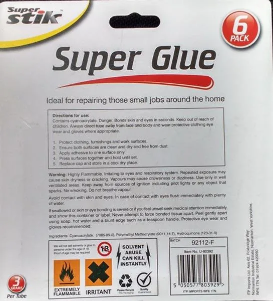 Colla «Super Glue» — foto 2 dell'alert A12/0978/17
