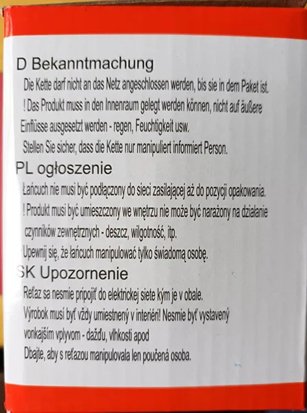 Catena di illuminazione «Světelný řetěz LED diody» — foto 8 dell'alert A12/00712/23