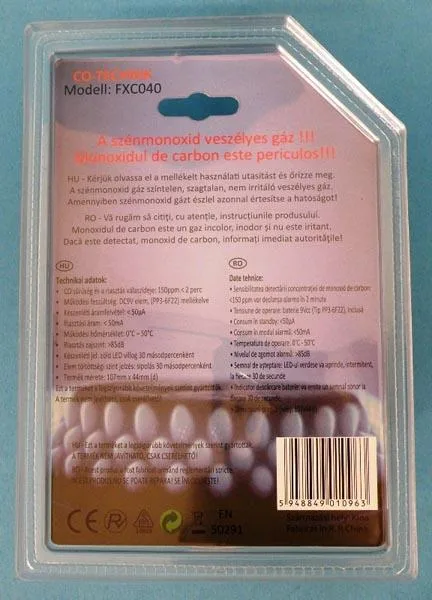 Rivelatore di monossido di carbonio «Szénmonoxid érzékelő (Detector monoxid de carbon)» — foto 2 dell'alert A12/0899/15