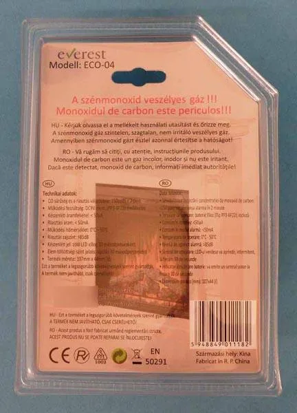 Rivelatori di monossido di carbonio «Szénmonoxid érzékelő (Detector monoxid de carbon)» — foto 2 dell'alert A12/0900/15