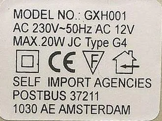 Table standing luminaire with built-in transformer. (SELF IMPORT AGENCIES.)
