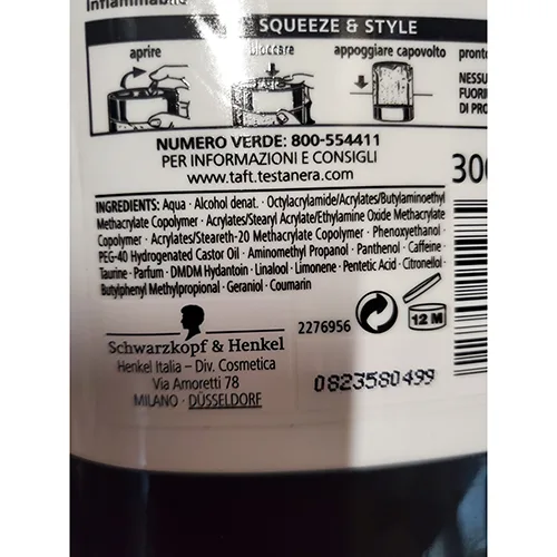 Gel per capelli «Taft carbon force» — foto 2 dell'alert A12/01684/24