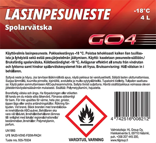 Fluido lavaggio parabrezza auto «Talvine klaasipesuvedelik (ET); Tuulilasinpesuneste (FI)» — foto 7 dell'alert A12/00716/21