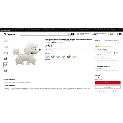 Giocattolo per dentizione «Teddy-Jouet de dentition en silicone pour bébé TeWindsor, sans BPA»