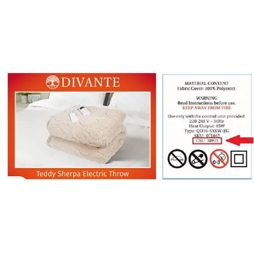 Coperta elettrica «Teddy Sherpa Electric Throw Natural» — foto 1 dell'alert SR/00551/25