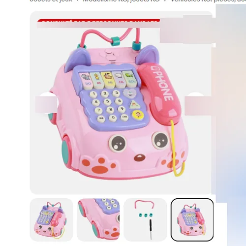 Telefono giocattolo «Téléphone Jouet à Piles Ordinaire Téléphone Moyen Téléphone Bébé Jouet Rose» (Douerle)
