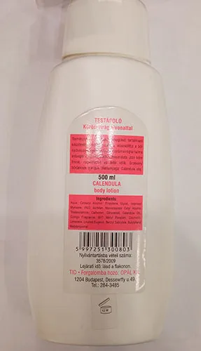 Lozione per il corpo «Testápoló Körömvirágos/ CALENDULA Body lotion» — foto 1 dell'alert A12/02574/23