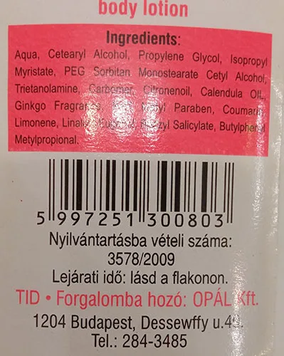Lozione per il corpo «Testápoló Körömvirágos/ CALENDULA Body lotion» — foto 2 dell'alert A12/02574/23