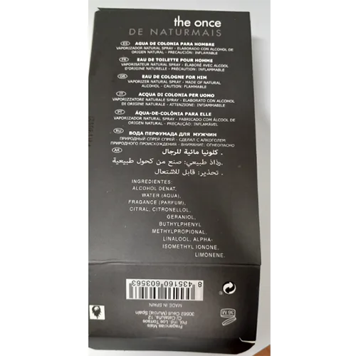 Eau de toilette «The once de naturmais pour homme» (Fragancias Mais)
