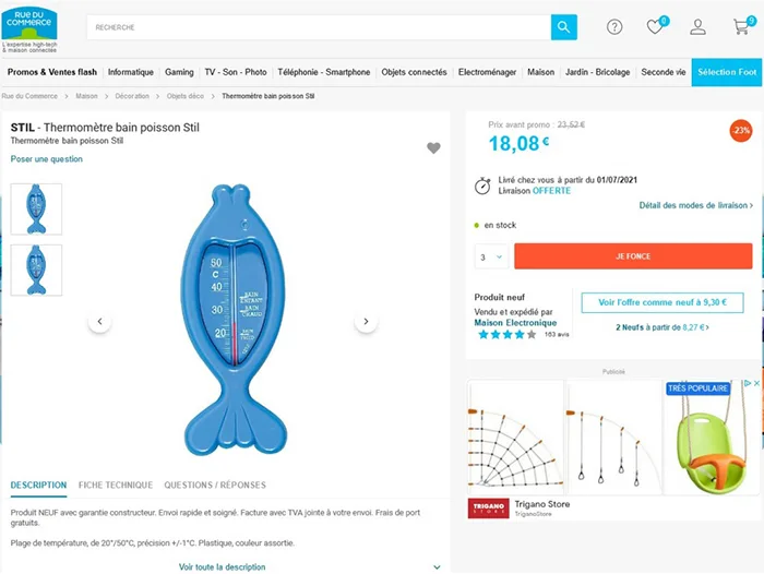 Termometro bagno per bambini «Thermomètre de bain poisson Stil» — foto 2 dell'alert A12/00120/22