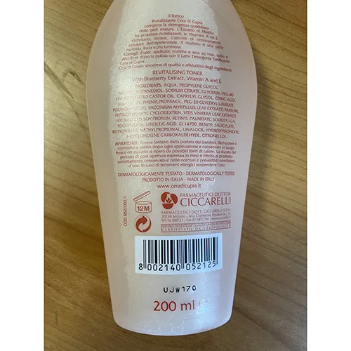 Tonico viso «Tonico rivitalizzante» (Cera di Cupra ®)