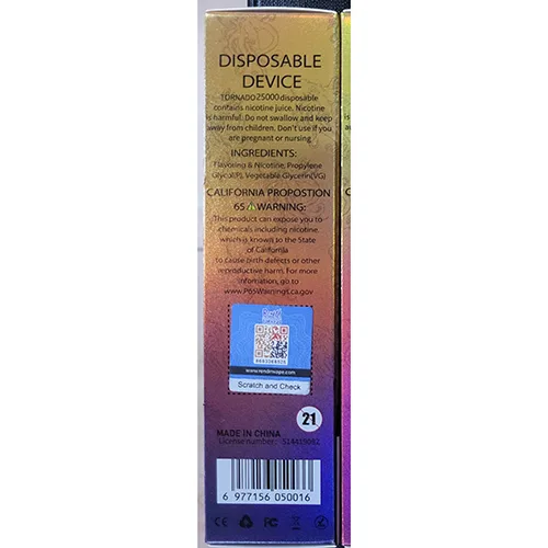 Sigaretta elettronica monouso «TORNADO 25000» — foto 4 dell'alert SR/00512/25
