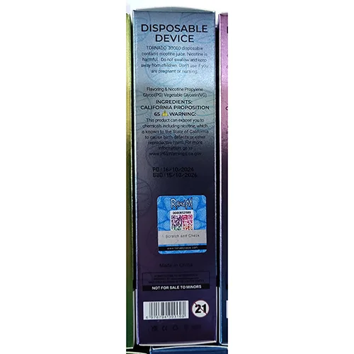 Sigaretta elettronica monouso «TORNADO 30000» — foto 2 dell'alert SR/00502/25