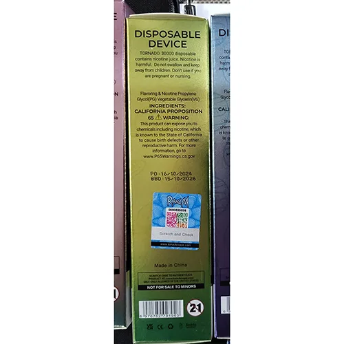 Sigaretta elettronica monouso «TORNADO 30000» — foto 2 dell'alert SR/00508/25