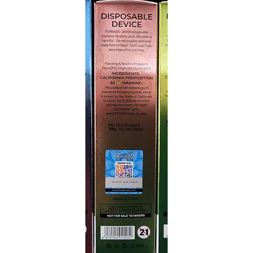 Sigaretta elettronica monouso «TORNADO 30000» — foto 2 dell'alert SR/00513/25