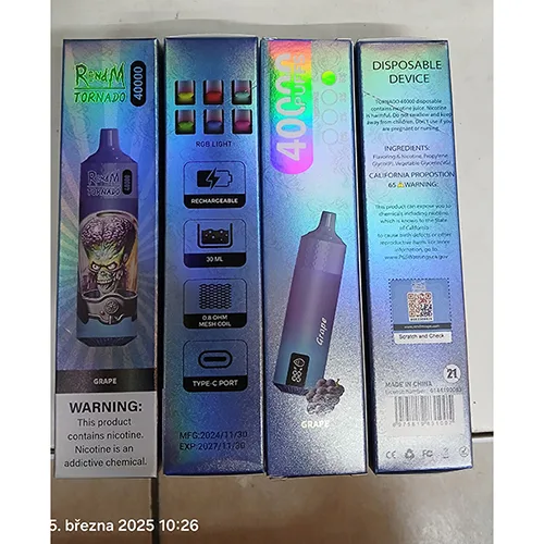 Sigaretta elettronica monouso «TORNADO 40 000 PUFFS nicotine 5%» (RENdM)