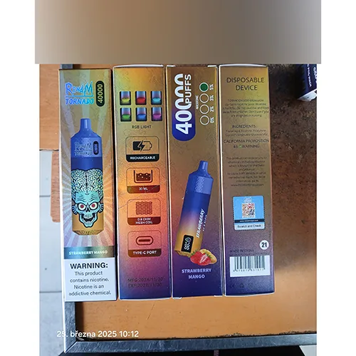 Sigaretta elettronica monouso «TORNADO 40 000 PUFFS, nicotine 5%» (RENdM)