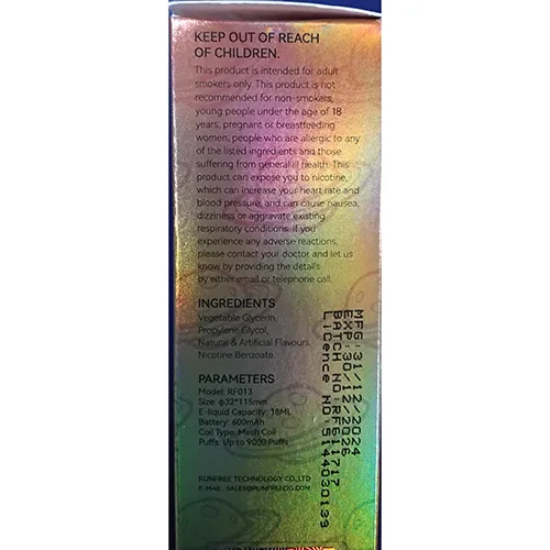 Sigaretta elettronica monouso «TORNADO 9000 NICOTINE 5%» — foto 5 dell'alert SR/01286/25