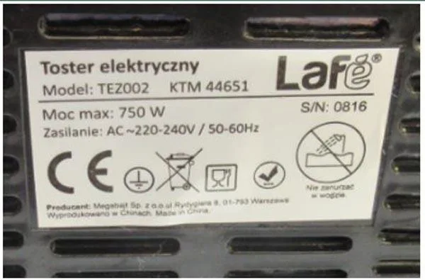 Tostapane elettrico «Toster elektryczny» — foto 3 dell'alert A11/0026/18