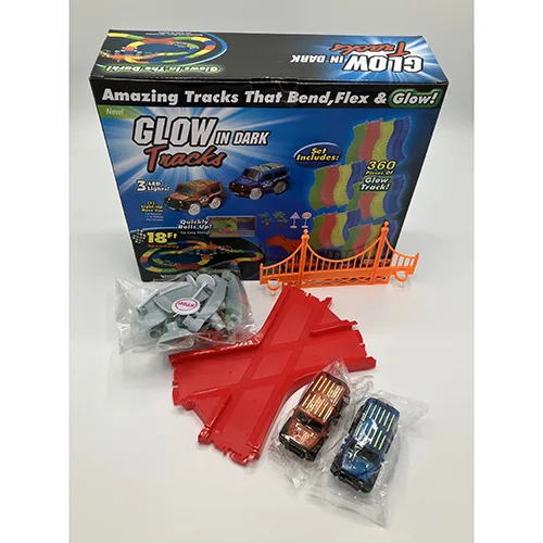 Set di auto giocattolo «Toy rail car tracks "Glow in Dark"»
