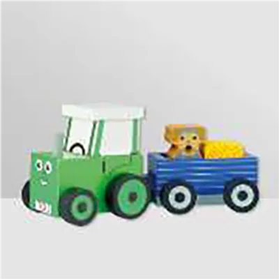 Trattore giocattolo e rimorchio «Tractor Ted and Trailer Wooden Toy» (Tractor Ted)