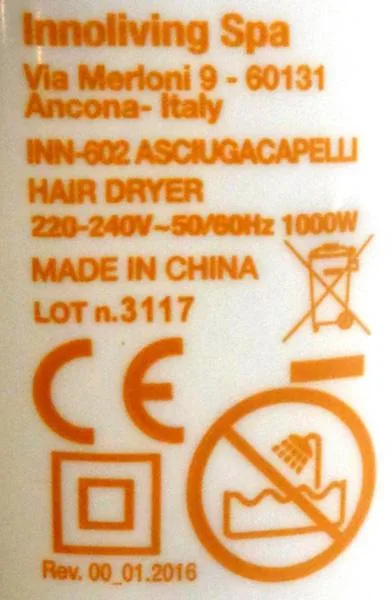 Asciugacapelli «Travel hair dryer» — foto 2 dell'alert A12/0733/19
