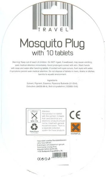 Dispositivo elettrico repellente per zanzare «TRAVEL Mosquito Plug» — foto 2 dell'alert A12/0608/16