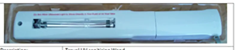Lampada UV portatile «Travel UV Sanitising Wand» — foto 1 dell'alert A12/00967/20