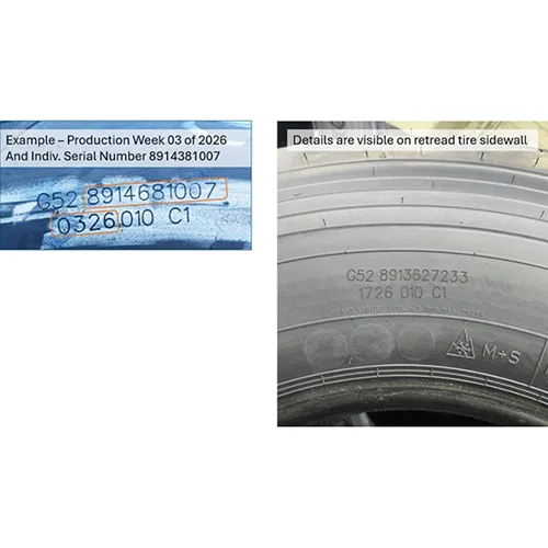 Parte del veicolo/pneumatico del camion «TreadMax Utragrip Coach HL, TreadMax Kmax D ou S, TreadMax Ultra Grip Max D, Next Tread …» (Goodyear)