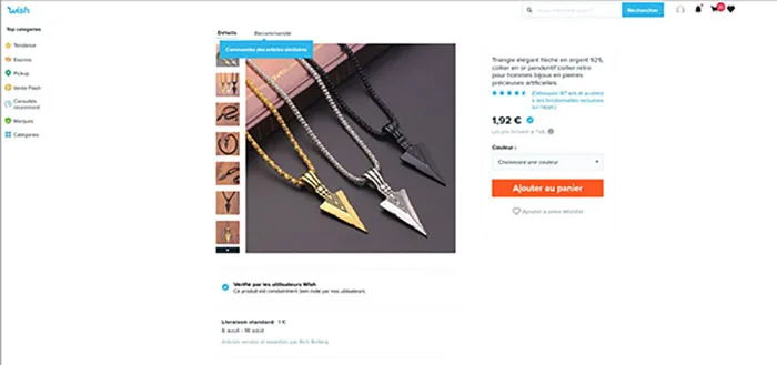 Collana «Triangle élégant flèche en argent 925, collier en or pendentif collier rétro pour hommes» — foto 1 dell'alert A12/01698/21