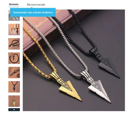 Collana «Triangle élégant flèche en argent 925, collier en or pendentif collier rétro pour hommes» — foto 2 dell'alert A12/01698/21