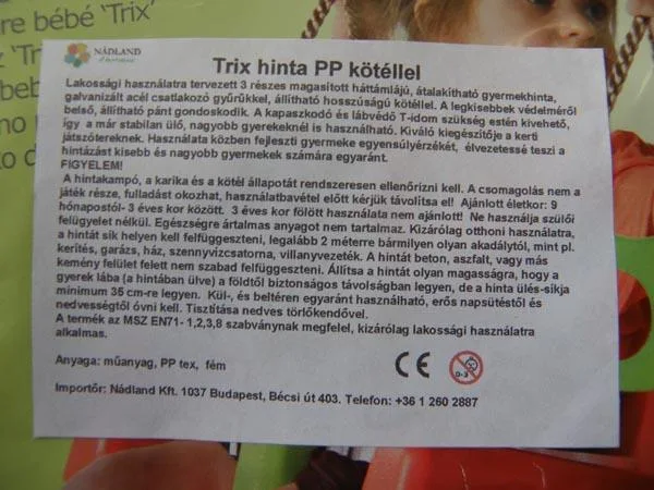 Altalena di plastica «Trix baby seat» — foto 2 dell'alert A12/0183/18