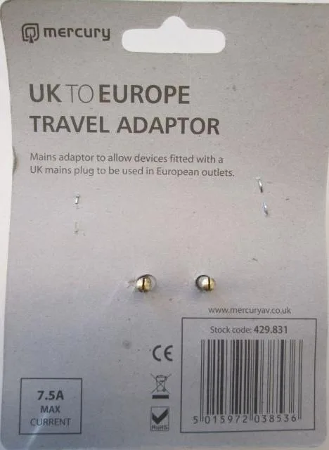 Adattatore della spina di viaggio «UK to Europe Travel Adaptor» (Mercury)