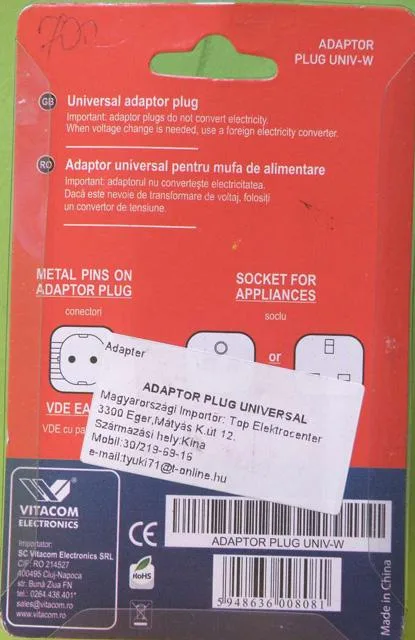 Adattatore della spina «Universal Adaptor Plug» — foto 2 dell'alert A12/1845/13