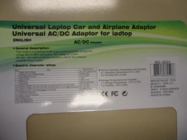 Adattatore per computer portatili «Universal Laptop Car and Airplane Adaptor» — foto 4 dell'alert A11/0078/17