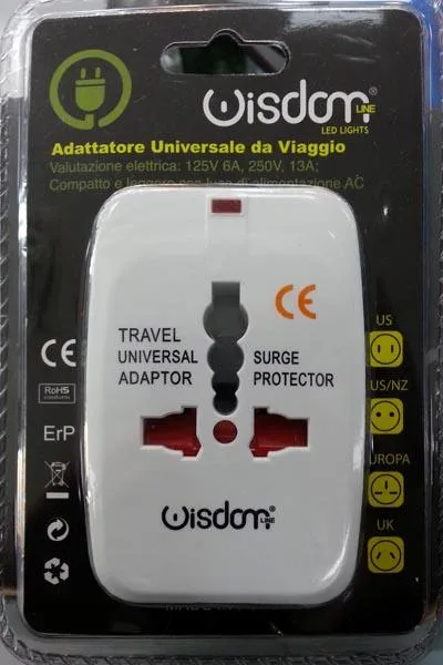Adattatore per spina da viaggio «Universal Travel Adaptor» (WISDOM LINE)