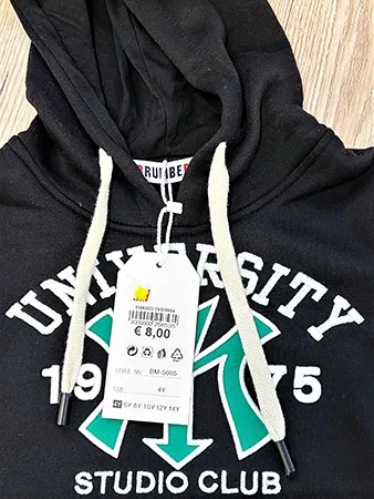 Felpa con cappuccio per bambini «University NY 1975 Studio Club» — foto 2 dell'alert A12/01156/23