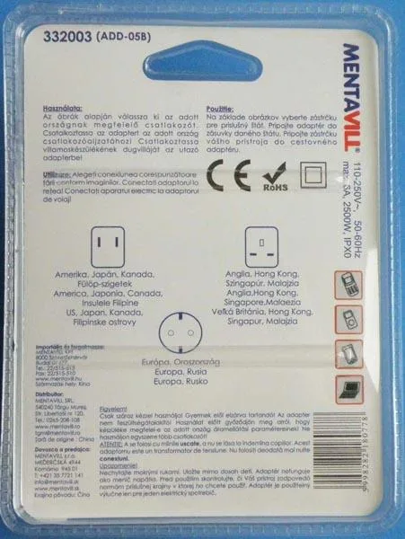 Adattatori universali da viaggio «UNIVERZÁLIS UTAZÓ ADAPTER» — foto 2 dell'alert A12/0779/16