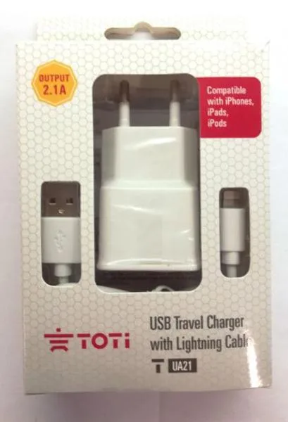 Caricabatterie USB «USB Travel Charger with Lightning Cable» (Toti)