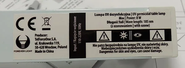 Lampada UV «UV germicidal table lamp» (Forever light)