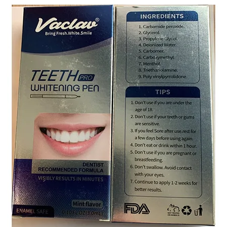 Penna sbiancante dei denti «Vaclav Teeth PRO Whitening Pen, Mint Flavor» — foto 1 dell'alert A12/00214/24
