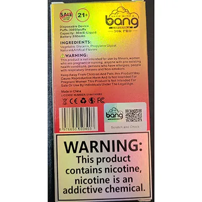 Sigaretta elettronica monouso «VAPE WITH A bang 30K PRO» — foto 1 dell'alert SR/00886/25