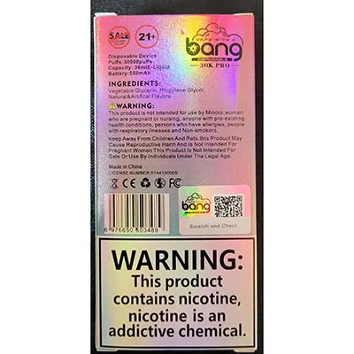 Sigaretta elettronica monouso «VAPE WITH A bang 30K PRO DISPOSABLE» — foto 3 dell'alert SR/00866/25
