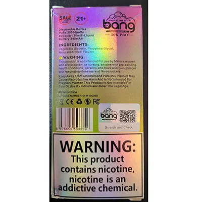Sigaretta elettronica monouso «VAPE WITH A bang DISPOSABLE 30K» — foto 2 dell'alert SR/00893/25