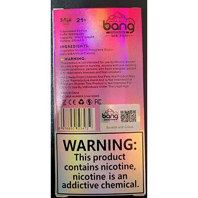 Sigaretta elettronica monouso «VAPE WITH A bang DISPOSABLE 30K PRO» — foto 3 dell'alert SR/00889/25