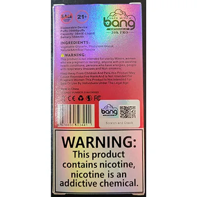 Sigaretta elettronica monouso «VAPE WITH A bang DISPOSABLE 30K PRO» — foto 2 dell'alert SR/00892/25