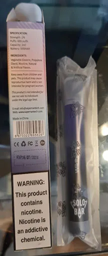 Sigaretta elettronica usa e getta «Vapeman Solo Bar 2% 2ml» — foto 2 dell'alert A12/01877/21