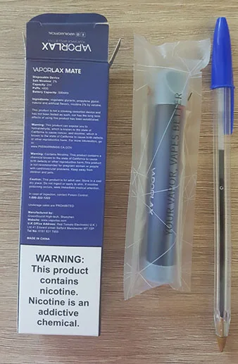 Sigaretta elettronica usa e getta «Vaporlax Mate 2% Nicotine 2ml» — foto 2 dell'alert A12/01879/21