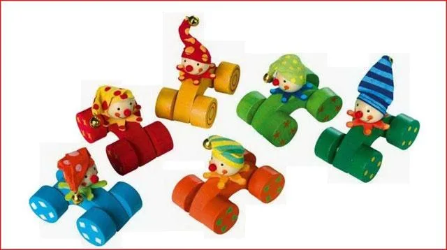Veicolo giocattolo in legno – Macchine medie "Clown" (Handelshaus Legler OHG)